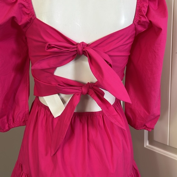 Adelyn Rae SANDI POPLIN TIE BACK Mini Dress Fuschia Pink Sz XS NEW - Picture 4 of 12